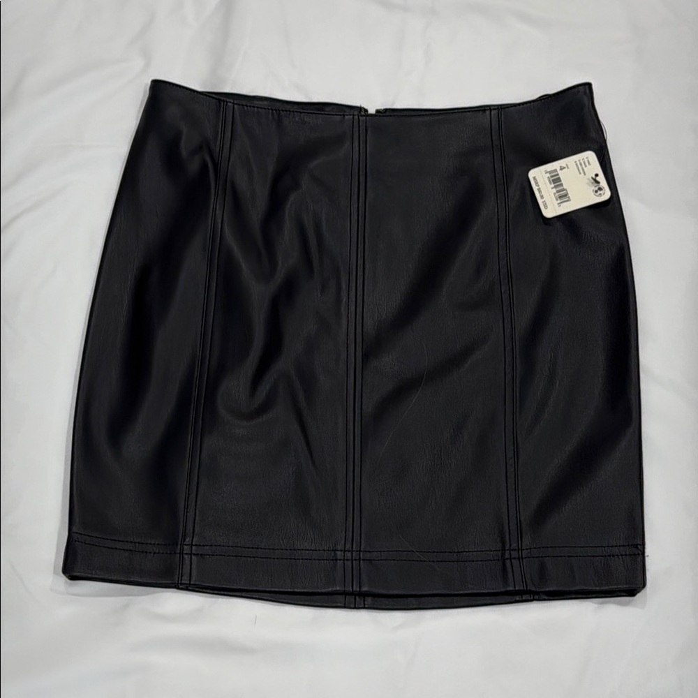 Free People Modern Femme Black Vegan Leather Mini Skirt